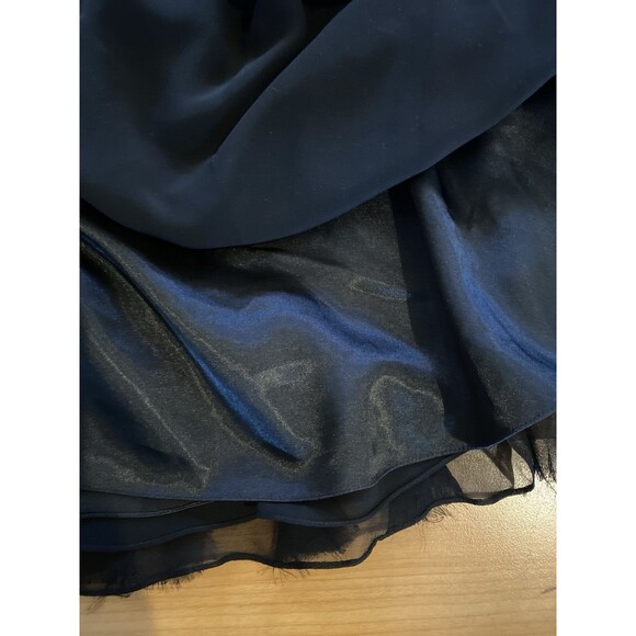 White House Black‎ Market Size 6 Strapless Chiffon Ruffled Bottom Black Dress - Picture 12 of 16